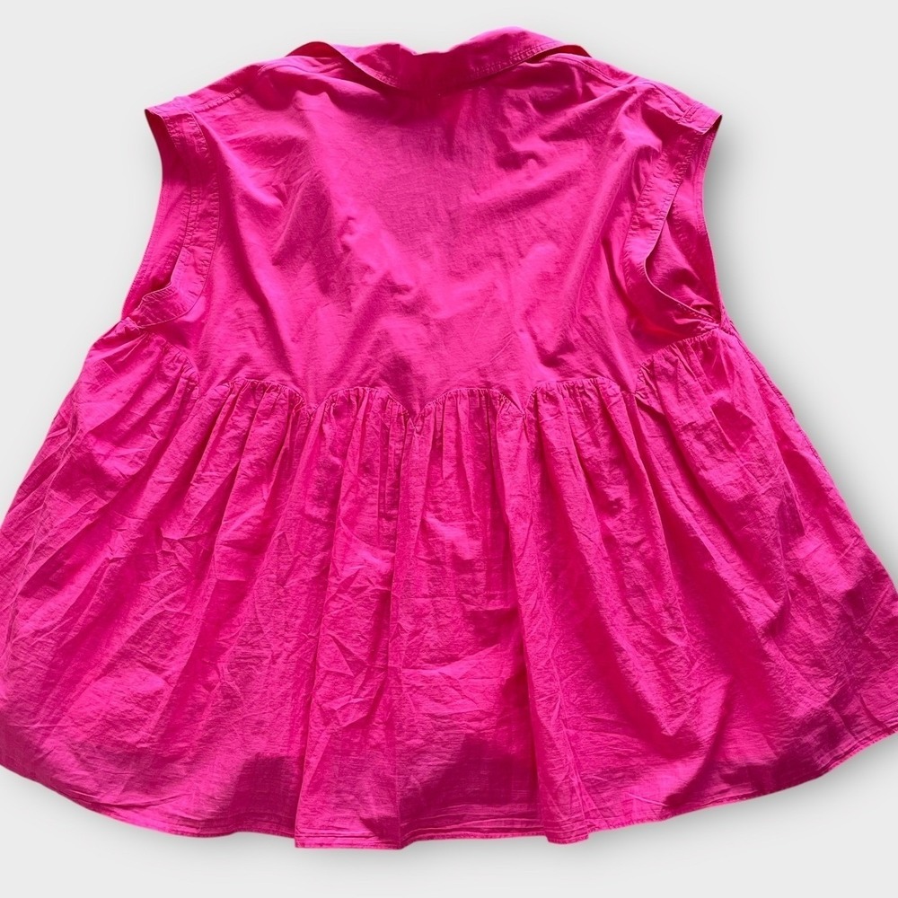 Anthropologie Bright Pink V-Neck Tunic Top - Picture 3 of 7
